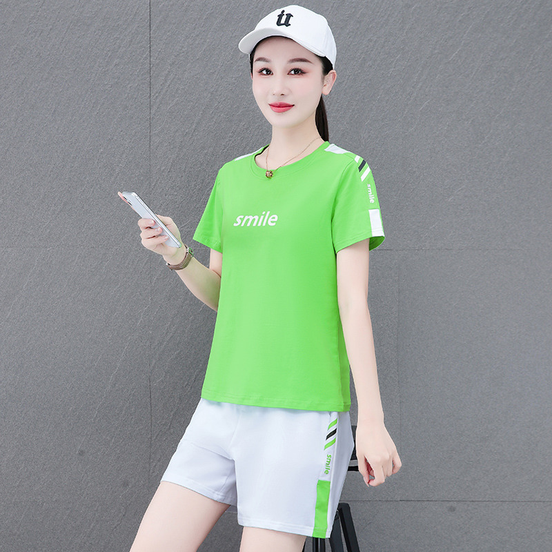 10522374.VPN 夏季运动套装女装韩版洋气修身显瘦短裤休闲两件套