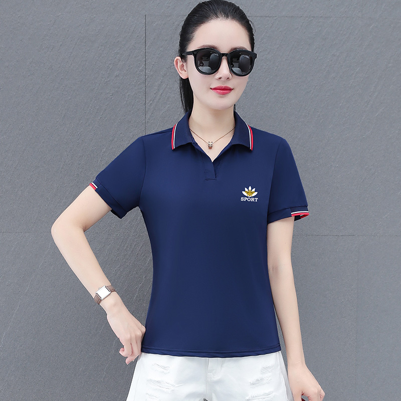10583237.VPN   夏季POLO衫女短袖T恤休闲小菊花上衣
