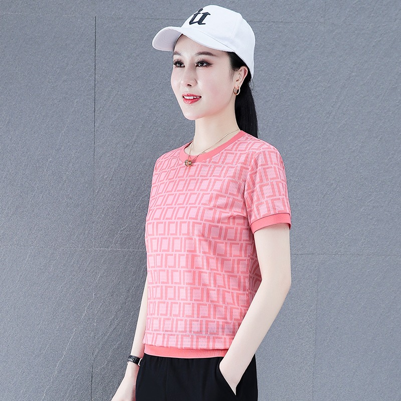 10591547.VPN   夏季冰丝女士条纹T恤休闲短袖T