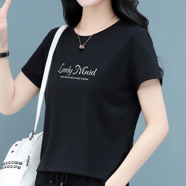 10591468.VPN 新款夏季圆领休闲T恤女简约短袖T