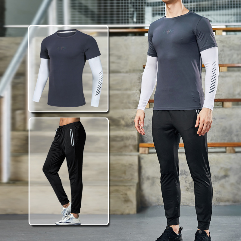 10653136.克里普 健身衣服男两件套运动速干衣紧身训练服夜晨跑步篮球装备春秋季健身房