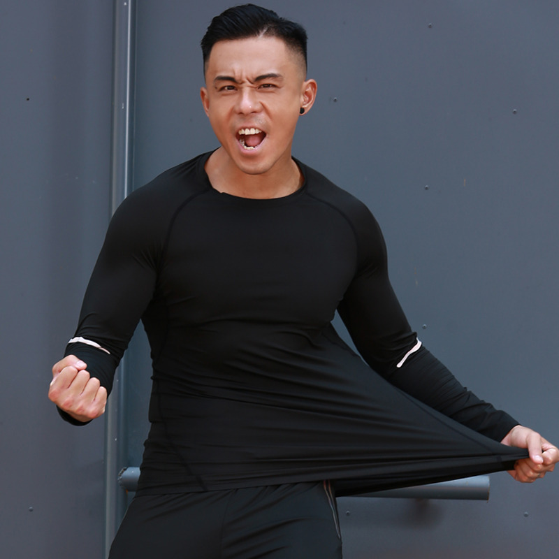 10655394.克里普 快干长袖紧身衣上衣健身房健身服秋季新款男士健身T恤