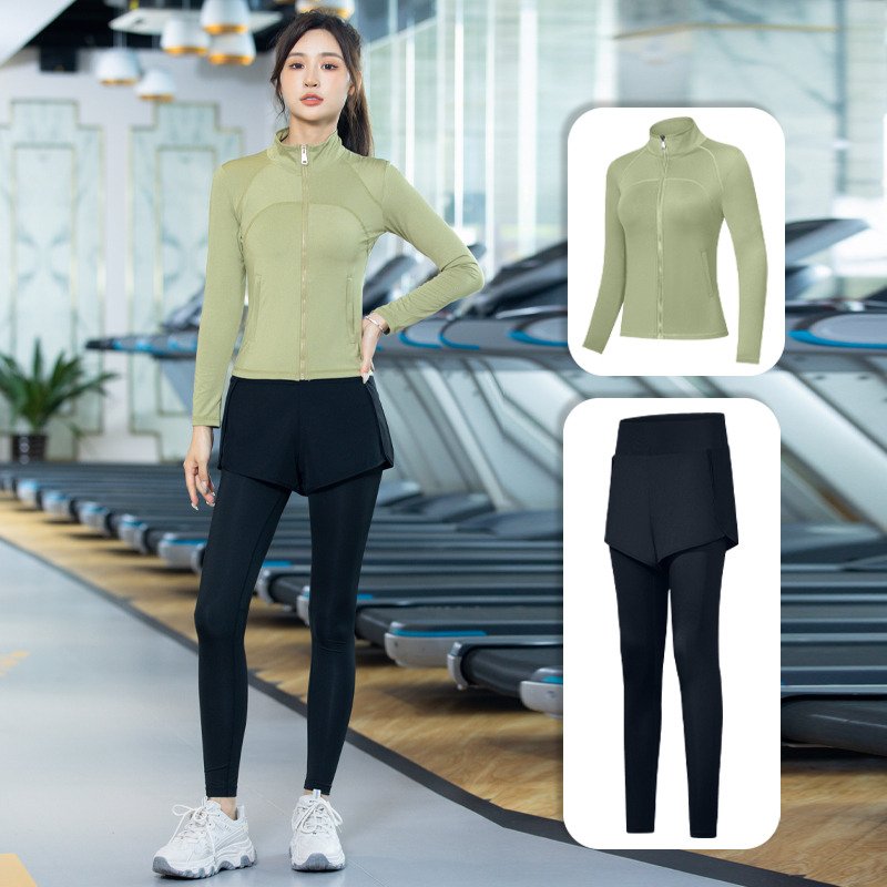 10668031.尼格卡丹 新款瑜伽服套装女跑步运动春夏季专业速干衣秋两件套