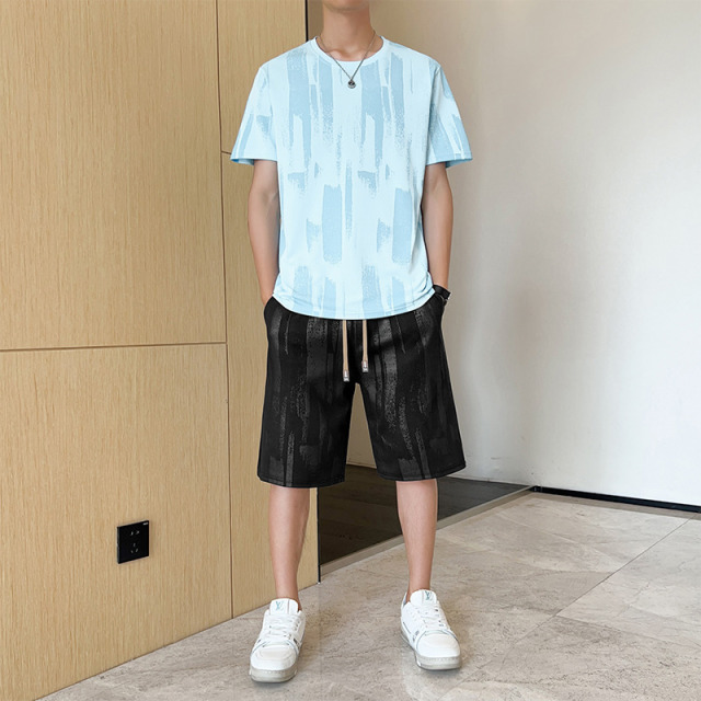 10670441.VPN 短袖T恤套装男士夏季休闲运动服跑步短裤新款两件套