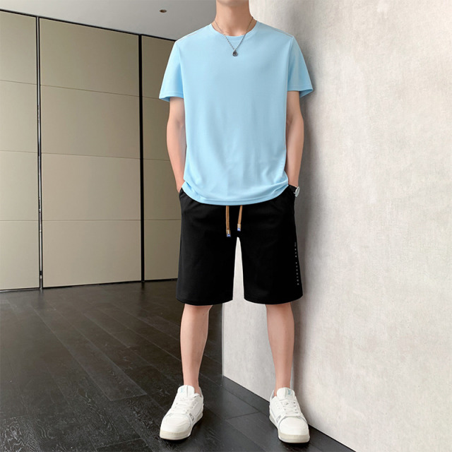 10670256.VPN 两件套男跑步运动套装健身训练篮球短袖T恤五分短裤速干衣