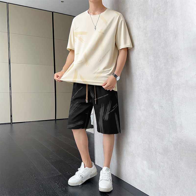 10670398.VPN 休闲时尚套装男夏季篮球运动休闲服潮牌一套搭配短袖短裤男