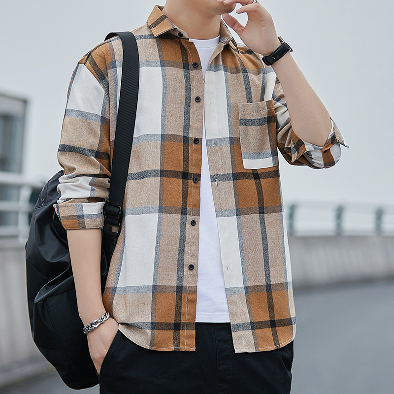 10993036.VPN 格子衬衫男生长袖春秋季新款外穿上衣服休闲外套男装衬衣