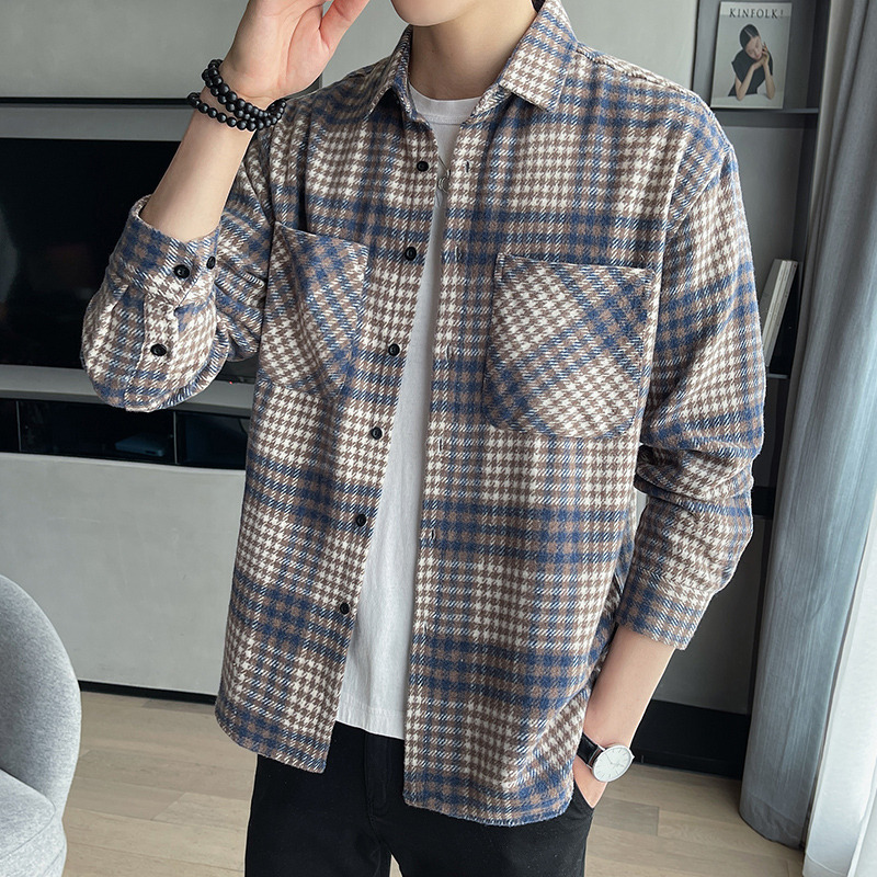 10996079.VPN 衬衫男长袖春秋潮牌格子青年休闲新款男士薄款男装外套