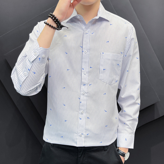 10995266.VPN 潮流时尚衬衫男生春秋季宽松长袖外搭上衣男新款翻领休闲衬衣