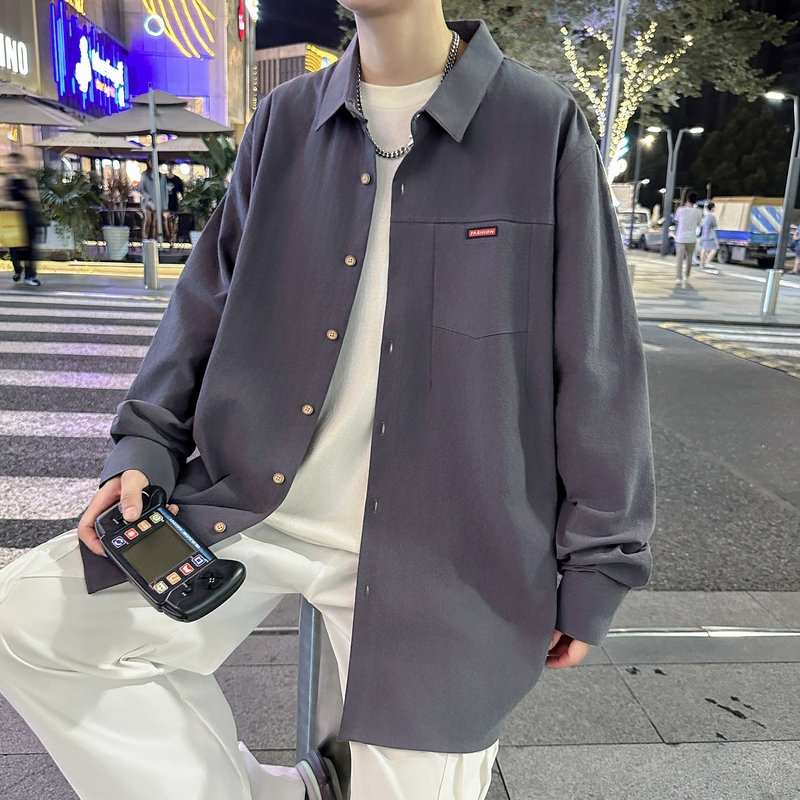 10998740.克里普 长袖衬衫男士秋季新款潮流寸衫休闲工装衬衣外套男