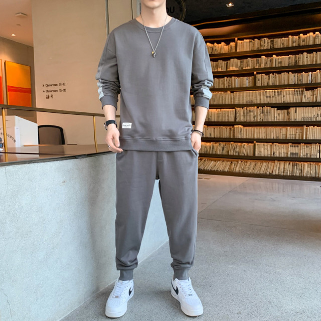 11049051.尼格卡丹 休闲运动套装男士春秋季时尚卫衣帅气长裤潮牌潮流两件套潮