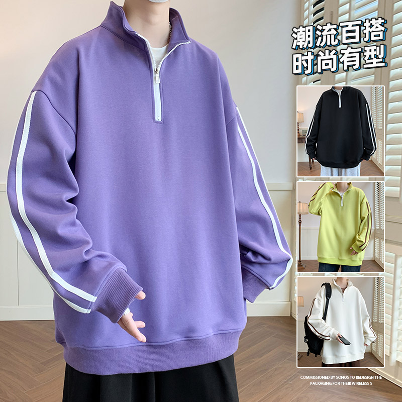 11057881.VPN 半立领套头重磅卫衣男士春秋季潮牌宽松上衣服美式复古高街休闲外套