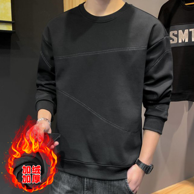 11246351.VPN 长袖春秋季套头加绒卫衣男春秋款圆领ins港风潮牌打底衫上衣