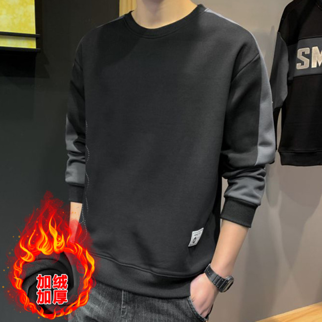 11246373.VPN 潮流男装保暖长袖重磅加绒卫衣男士秋冬季韩版圆领打底衫