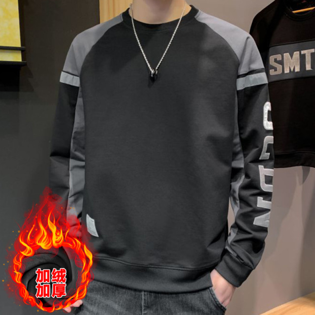 11246304.VPN 青少年潮牌圆领加绒卫衣男秋冬款宽松长袖t恤打底衫