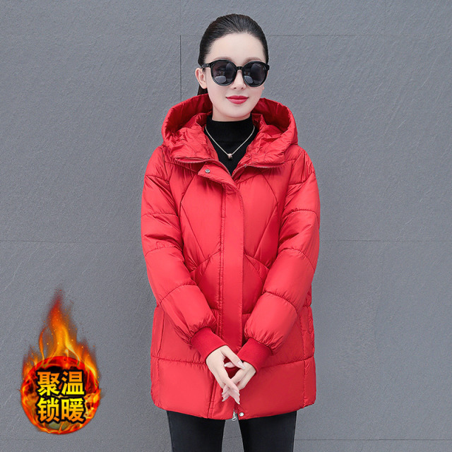 11453921.克里普 棉衣女中长款冬季新款时尚显瘦保暖棉袄棉服百搭连帽外套
