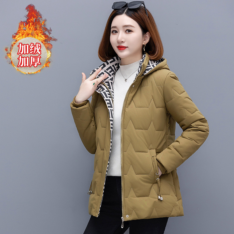 11454513.克里普 冬季新款女士休闲宽松棉服连帽时尚保暧加厚棉衣外套