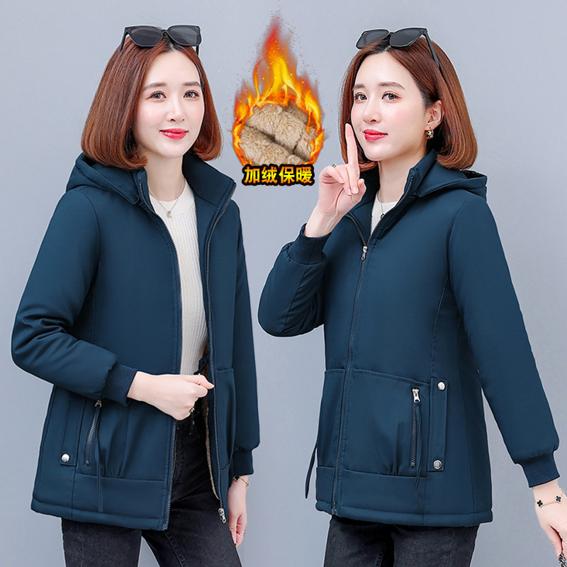 11454060.克里普 冬季女士棉衣休闲派克服棉服女外套连帽保暖加厚棉袄