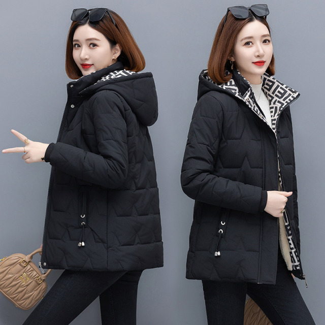 11454513.克里普 冬季新款女士休闲宽松棉服连帽时尚保暧加厚棉衣外套