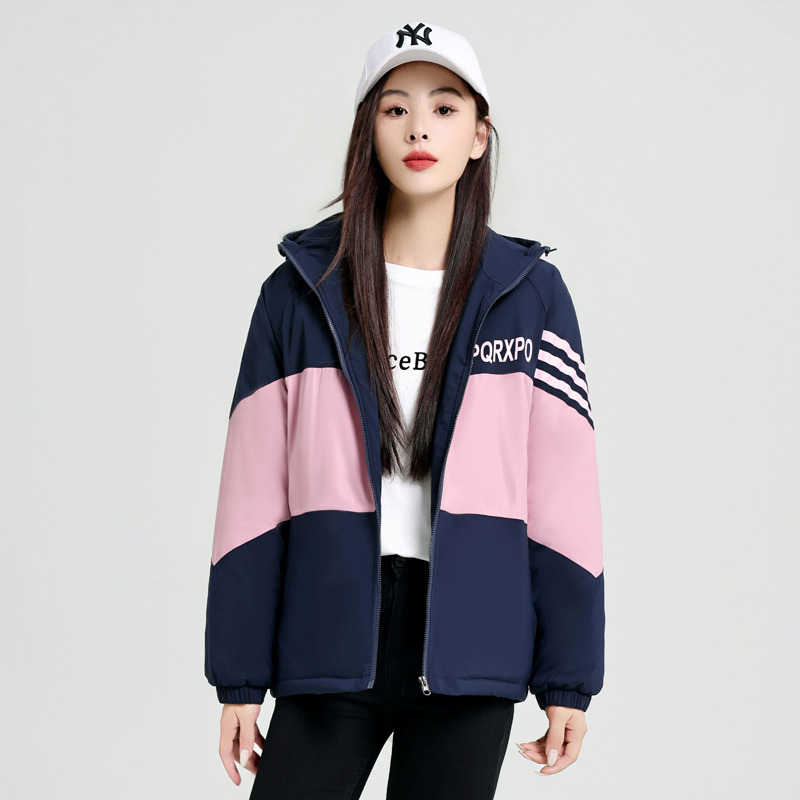 11455693.克里普 潮牌棉衣外套女潮秋冬女装新款宽松百搭时尚连帽棉衣外穿