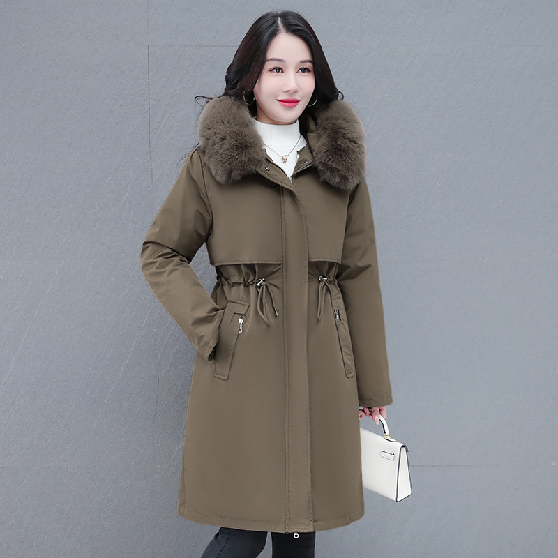 11455643.克里普 一衣三穿可拆卸内胆派克服女冬季中长款棉服外套宽松棉衣