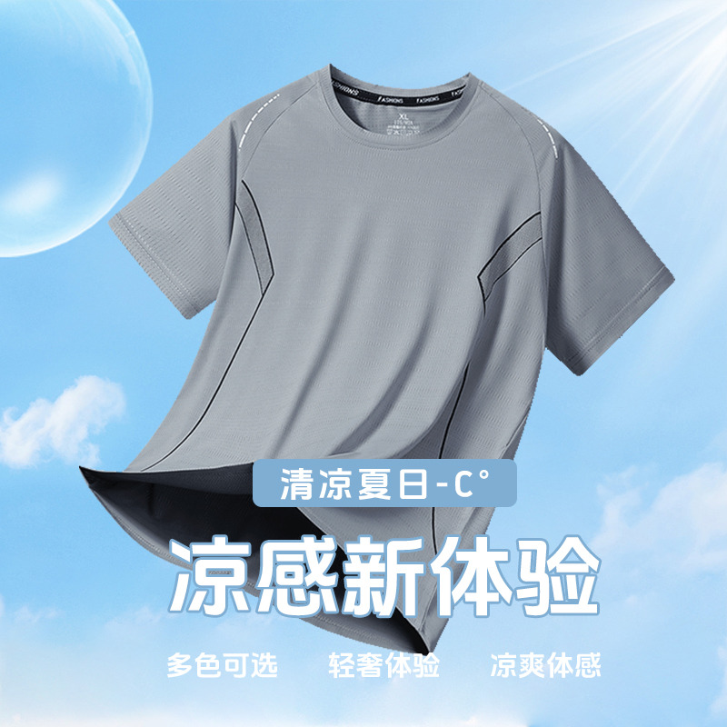 11754399.VPN 冰丝t恤男夏季速干短袖运动上衣新款透气半袖体恤男装
