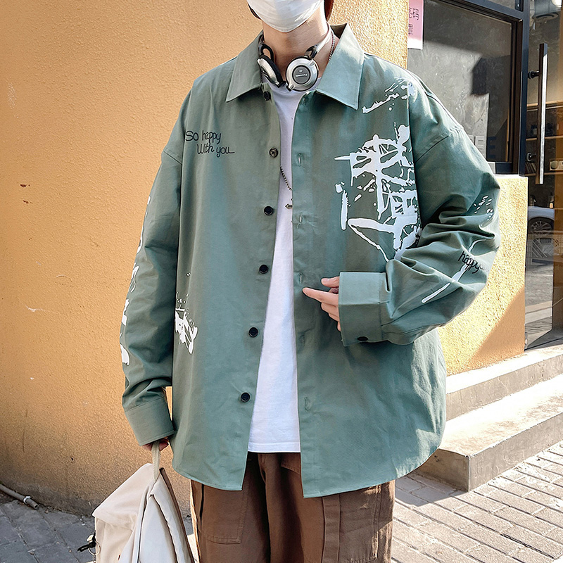 12167730.克里普 春夏新款男士长袖衬衫港风宽松休闲百搭时尚衬衣外套上衣