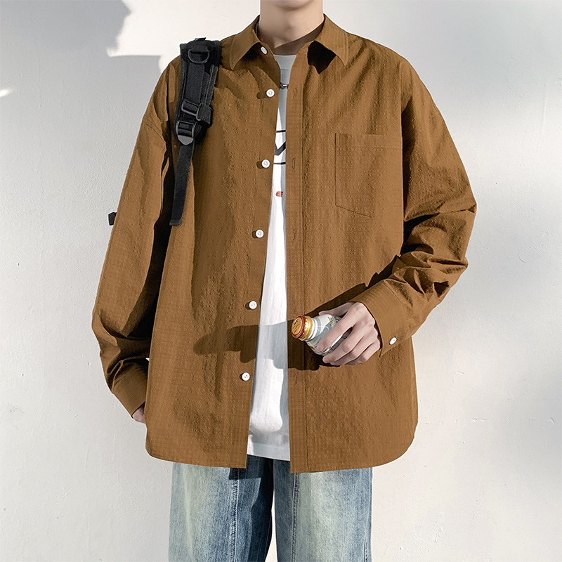 12167677.克里普 衬衫男长袖春夏季新款男士宽松外套休闲潮流衬衣