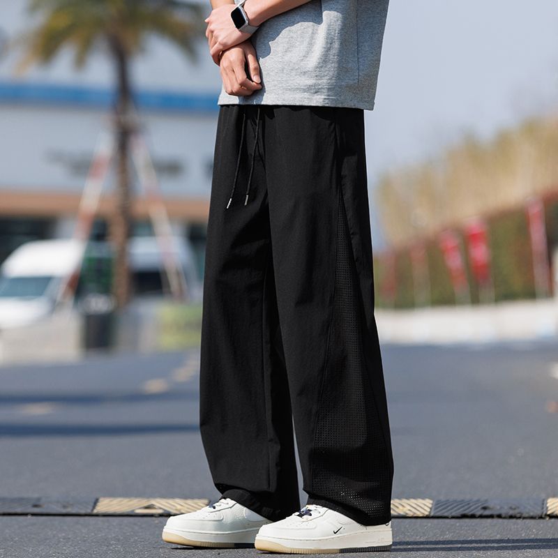 13397349.克里普 美式阔腿休闲裤男士夏季冰丝直筒运动裤男生