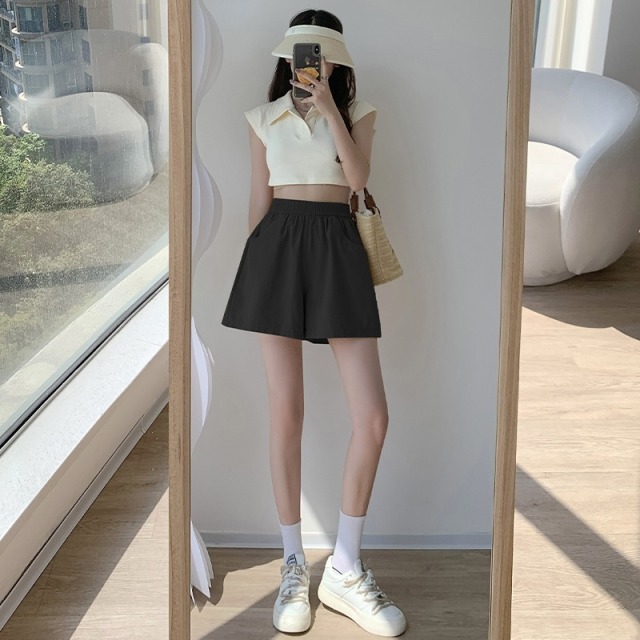 13722166.优人美夏季居家工装短裤休闲阔腿裤女