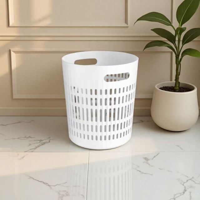 12380830.【轻奢高颜值】茶花垃圾桶家用客厅卧室厨房厕所卫生间大容量镂空压圈纸篓无盖