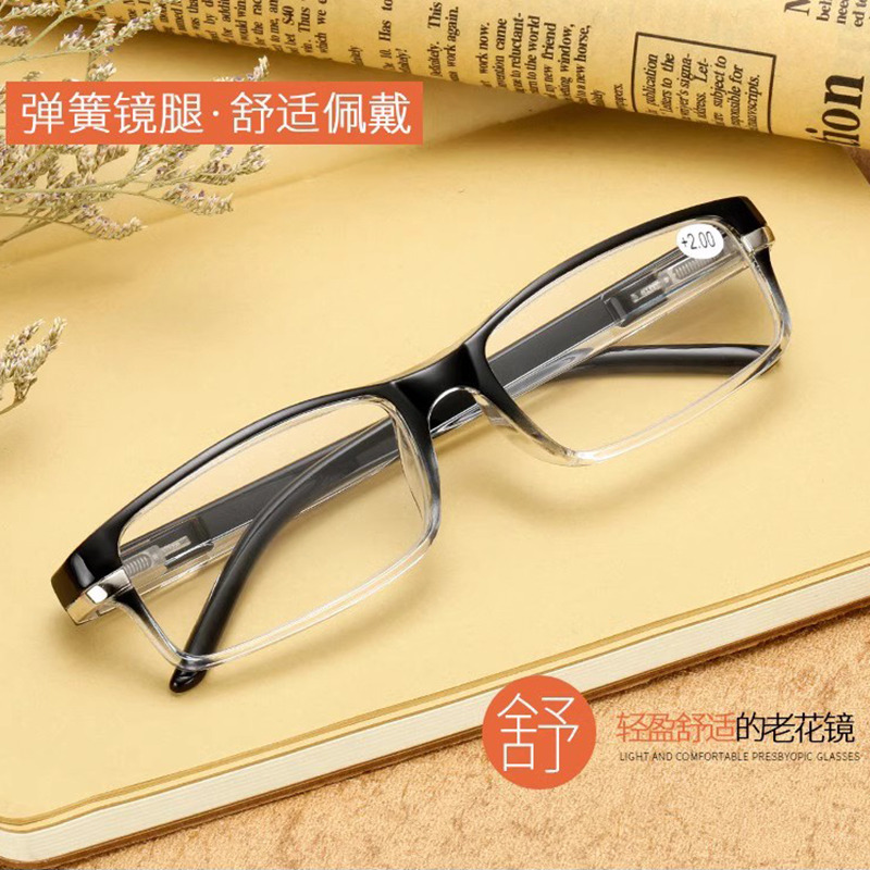 11097922.BOONEINEE经典长方框双色透明色舒适高清老花镜