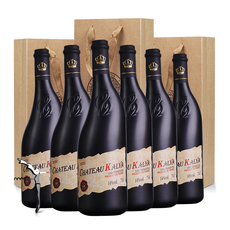 13163191.法国进口歪脖子干红稀有14度卡莉娅城堡750ml*6瓶赠礼袋*3海马刀*1