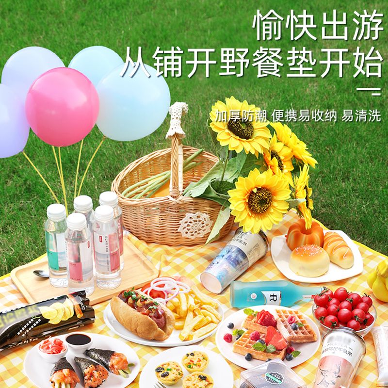 13478513.野餐垫防潮垫露营野餐布户外地垫沙滩垫防水音乐节坐垫子晒背趴垫
