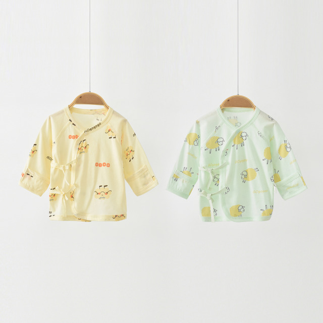 13419494.【0-3个月纯棉2件装】婴儿夏季衣服新生儿半背衣宝宝上衣