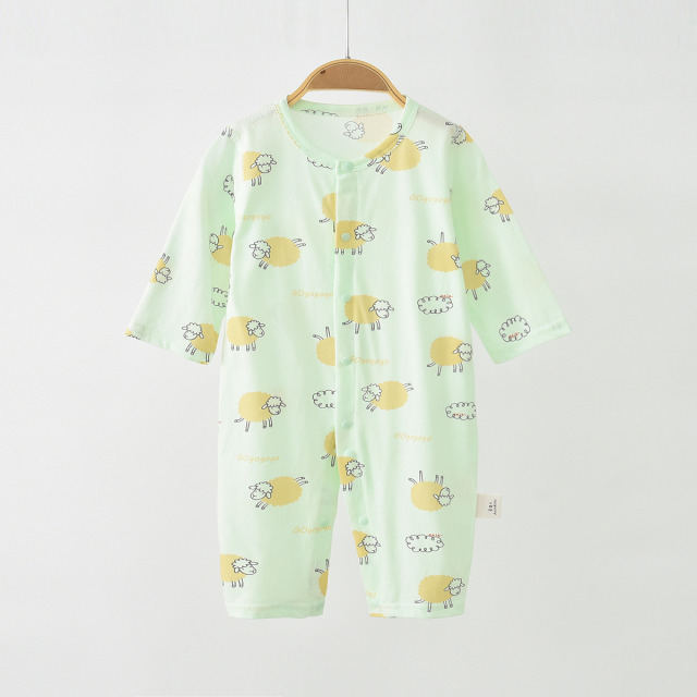 13589960.【100%棉】婴儿衣服宝宝夏季长袖连体衣哈衣爬服新生儿家居服