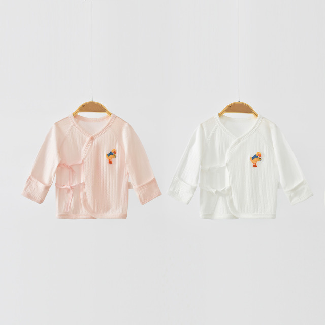13592211.【0-3个月2件装】婴儿夏季衣服新生儿半背衣宝宝上衣挖背衣外出服