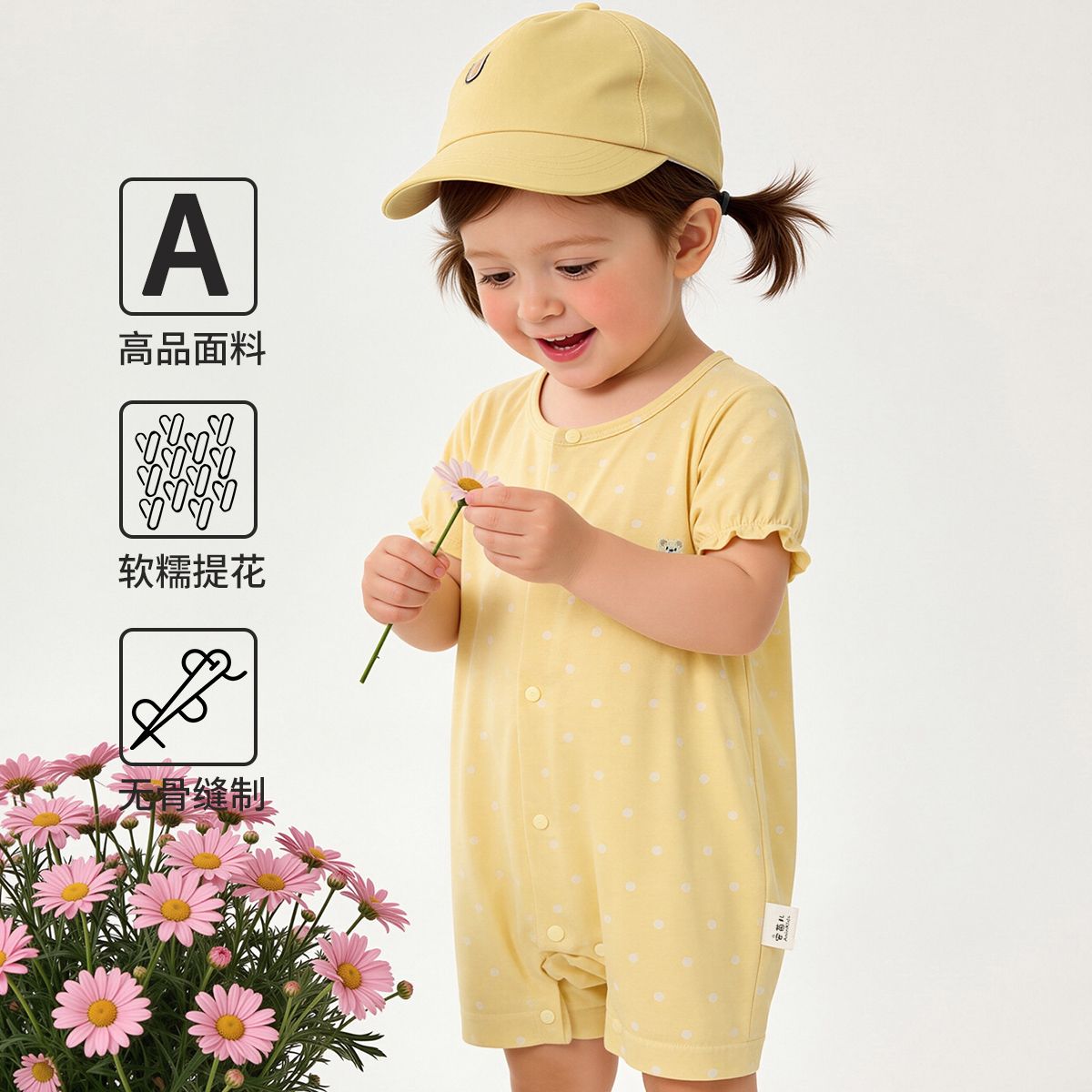 13661068.【提花网眼无骨缝制】宝宝夏季薄款连体衣婴儿衣服新生儿哈衣爬服