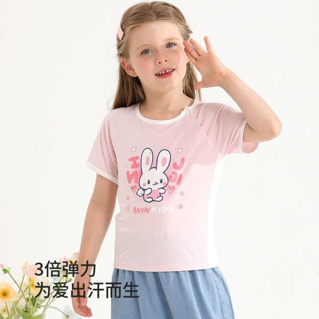 13661178.【丝滑细腻】儿童夏季t恤女童短袖婴童t恤中小童打底上衣
