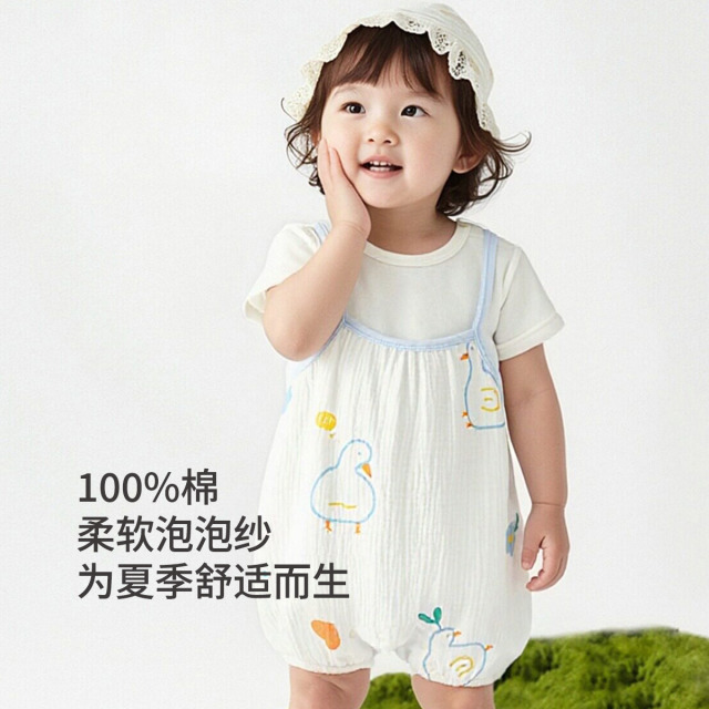 13660906.【棉柔沁氧】婴儿夏季衣服宝宝短袖连体衣新生儿哈衣爬服连体服