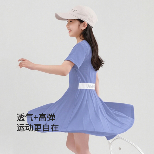 13662551.【运动少女动感波粒】女童连衣裙夏季透气网球裙中大童裙子