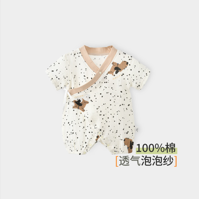 13662985.【100%棉】婴儿衣服宝宝夏季连体衣哈衣爬服和尚服薄睡衣