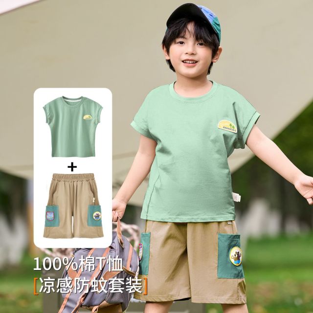 13662614.【运动透气儿童套】男女童夏季套装儿童t恤短裤套中小童两件套