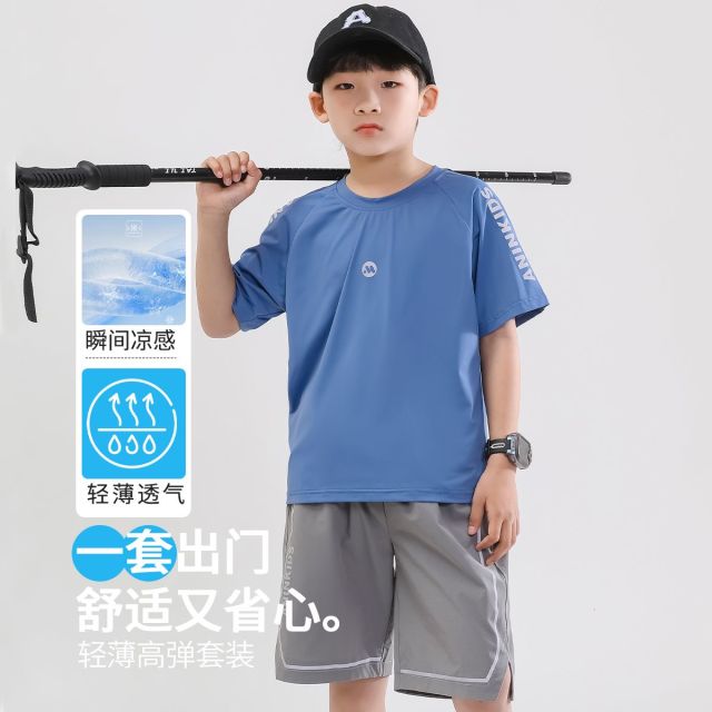 13662473.【轻薄运动套】男童夏季套装儿童t恤短裤套中大童篮球服两件套