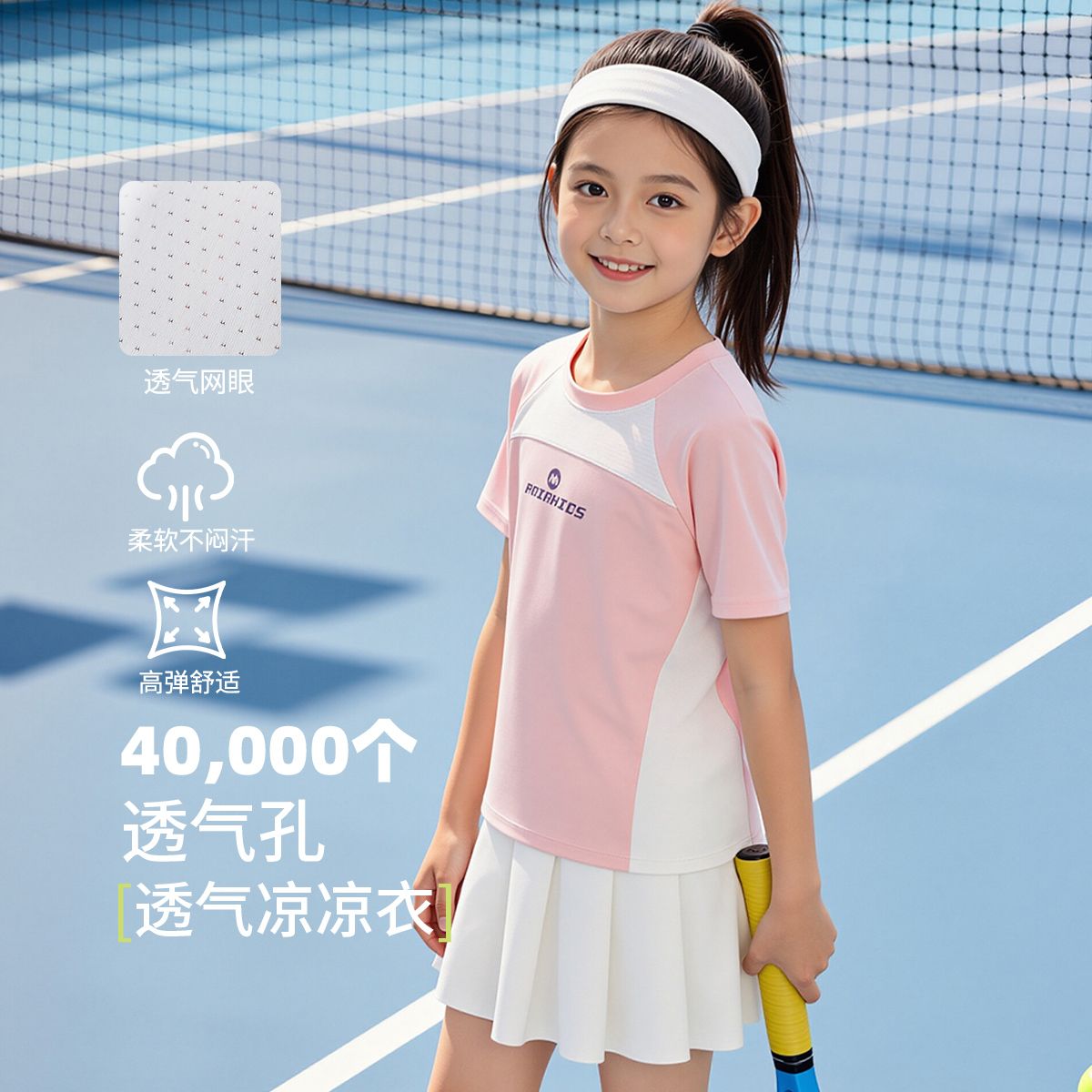 13663577.【凉感运动舒适】女童t恤儿童夏季运动短袖中大童登山露营t恤