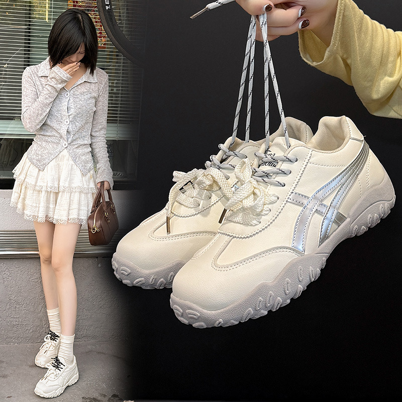 13359503.曼丽玲双鞋带装饰纯色中跟女士休闲鞋