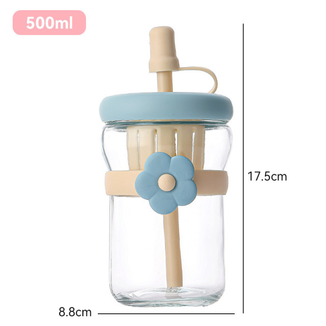 12250003.【任选3件只需19.9 】 简约水杯女生便携茶水分离杯吸管玻璃杯泡茶杯高颜值冷萃花茶杯