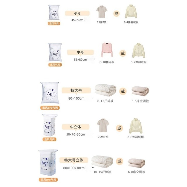 12669229.太力抗菌收纳袋免抽气真空压缩袋装棉被子衣物棉服羽绒收纳袋子
