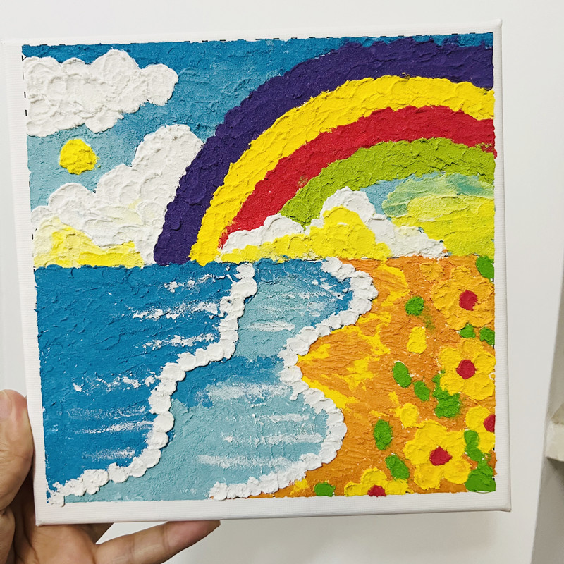 12177548.儿童风景肌理画手工DIY材料全套立体浮雕沙画奶油石英啥颜料涂画玩具