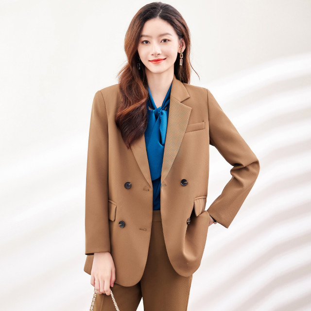 10179327.【上衣+裤子】罗蒙女士套装时尚百搭职场通勤简约大众西装两件套女